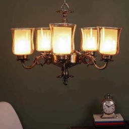 eliante by jainsons lights Dorian Antique Brass Metal Shaded Chandelier-picture-5