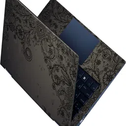 SCOTLON _All Panel_Black color flower designs_ Vinyl Laptop Skin Compatible for 15.5 inch-picture-22