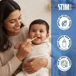 stim Junior Toddler Toothbrush Kit | 2-in-1 Brush & Tongue Cleaner | 6-24 Months Ultra Soft Toothbrush image 3