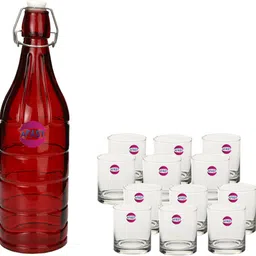 afast Serving Lemon Set Of Bottle And 12 Glass, 1 Ltr-X124 Jug Bottle Glass Set-picture-19