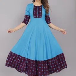 Printed Rayon Blend Stitched Anarkali Gown-image-37