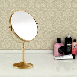 plantex Brass & SS-304 Zoom/Makeup/Stand/Hand/Vanity Mirror/8 Inch/5x/1x-Magnification Bathroom Mirror image 5