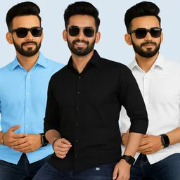 youth first Men Regular Fit Solid Spread Collar Casual Shirt-picture-17