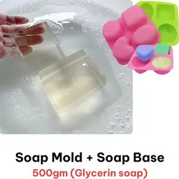 fresheasily Glycerine Soap Making Kit 500gm Base + Soap Mould Transparent-picture-28
