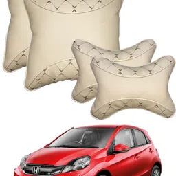 peeps store Beige Leatherite Car Pillow Cushion for Honda-picture-16