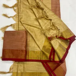 kanjiqueen Woven, Self Design, Solid/Plain Banarasi Cotton Blend, Pure Silk Saree-picture-25