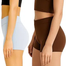 nyora Pack of 2 Solid Women Multicolor Casual Shorts image 2