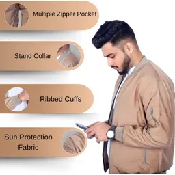 Caraba Advanced Sunscreen Jacket Protection from Sun tanning - UPF 50+ Protection Colorblock Men Wind Cheater image 4