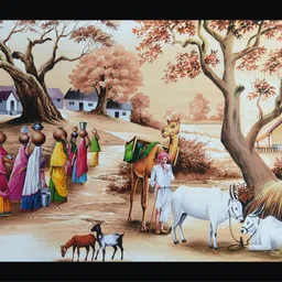 ivoke Beautiful Decorative Rajasthani Village View Wall Decor Painting Digital Reprint 12 inch x 18 inch Painting-picture-23