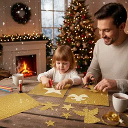 khusha creations A4 GOLDEN Glitter Foam Sheets (Pack of 10) Craft,School Projects & Decoration image 3