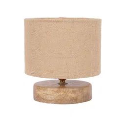 new era Classic Wooden Night Lamp with Jute Shade (Natural & Beige) image 5
