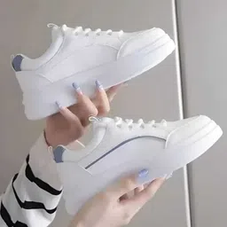 wogdan White Trending Stylish Casual Shoes Sneakers For Women image 2