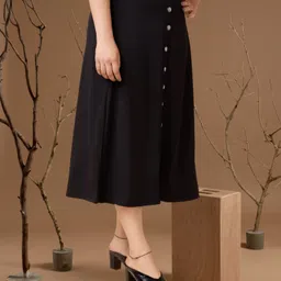 areca designer Women Embellished, Solid A-line Black Skirt image 3