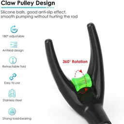 qpets Retractable Fishing Rod Holder with Ground Nail Stand Adjustable Length Retractable Fishing Rod Holder with Ground Nail Stand Blue Fishing Rod image 3