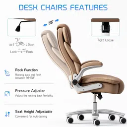 techseat ® 2 Years of Warranty | High Back | Ergonomic | Home & Office Leatherette Office Adjustable Arm Chair image 4