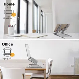 Rich Décor Portable Laptop Stand Compatible with 7-17 inch Laptops Portable Laptop Stand Adjustable Height Steel Desk Stand Rotatable Laptop Stand with Adjustable Height Compatible with 26 - 35 cm Laptops image 3