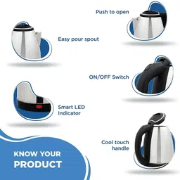 nd brothers Electric Kettle 2 Litre 1500W for Boiling Water, Soup 2 Cups Coffee Maker image 3