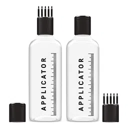 MeeTo pvc Hair Root Applicator Bottle/Oil Applicator Bottle For Scalp With Comb Cap For Applying Hair Oil Shampoo And Medicine 120 Ml/Root Bottle, Pack Of 2, White image 1