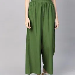 andrey Women Regular Fit Green Cotton Blend Trousers image 1