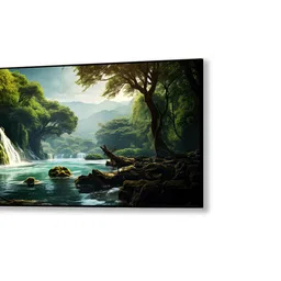 nestroots Black Canvas Framed Enchanted Forest Waterfall Pink Serenity Wall Painting(24X48 Inch) image 4
