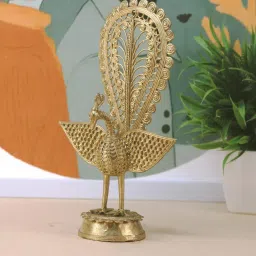 sowpeace Peacock Gold Brass Showpiece image 2