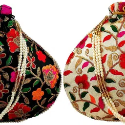 lookingfab Women Black, Multicolor Potli-picture-12