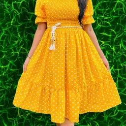 Women Fit and Flare Yellow Midi/Calf Length Dress-image-56