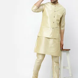 ts lifestyle Men Silk Blend Kurta Pyjama Ethnic Jacket Set-picture-24