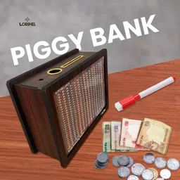 lorshel Wooden Piggy Bank 100000 Handmade Wooden Money Bank Coin Bank image 4