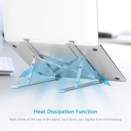 GLARIXA Aluminum Alloy Portable Laptop Stand - 6 Height Adjustable with Anti-Slip Pad Aluminium Desk Stand Laptop Stand with Adjustable Height Compatible with Universal Laptops image 2