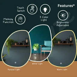 sunsyze LED Bathroom Mirror – Irregular Shape Modern Backlit LED Mirror Bathroom Mirror image 4