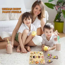 pentamark Mini Wooden Human Body Parts Puzzle with Knobs, Learning Game For Kids image 4