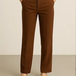 yalizi classic Women Straight Fit Brown Viscose Rayon Trousers-picture-14
