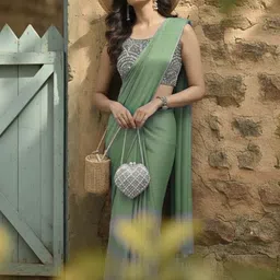 linaasha Solid/Plain Bollywood Jimmy choo Saree image 1
