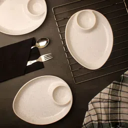 ps smart shopping Melamine White Marble Plate for Serving Snacks, Food, Starters, Buffet Chip & Dip Tray-picture-10