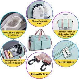 enlarger 27 L Gym Duffel Bag - Nylon 27 L Gym Duffle Bag For Men & Women(Green, 50 x 20 x 28 cm) - Green image 4