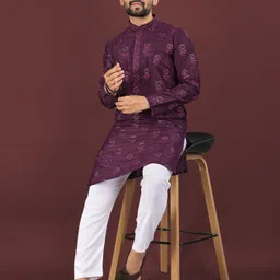 krm Men Embroidered Viscose Rayon Straight Kurta image 5