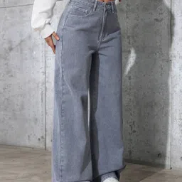 crazeis Women Relaxed Fit High Rise Grey Jeans image 1