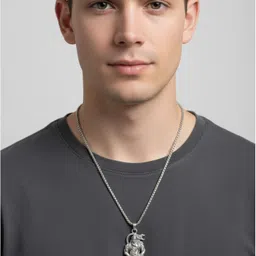 rappersshop Lord hanuman Lockets | Lockets For Men Sterling Silver Stainless Steel Pendant Set image 2