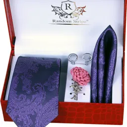 RANDOM STRIPE Silk Cufflink & Tie Pin Set-image-16