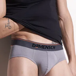 damensch Deo-Cotton Anti-Bacterial Grey Solid Men Brief-picture-12