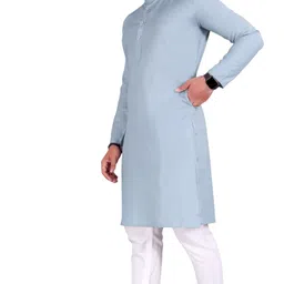 guys hub Pack of 2 Men Solid Cotton Blend Straight Kurta image 4