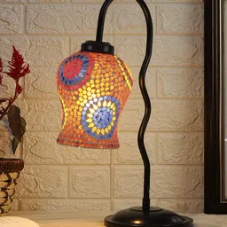 devansh Multicolor Mosaic Glass Zig Zag Curvy Table lamp with Iron Base Table Lamp-picture-13