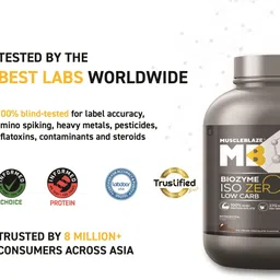 muscleblaze Biozyme Iso-Zero, Low Carb Isolate, 27 g Per Scoop Whey Protein image 2