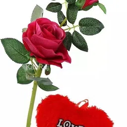 Artificial Rose Flower Set of 1 (Natural Looking) Red Rose Artificial Flower-image-56