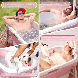 litenyx Bath Tub Plastic for Adults 6 Feet Portable Bathtub Bathing Tub Big Size(Pink) Bath Tub Plastic for Adults 6 Feet Portable Bathtub Bathing Tub Big Size(Pink) Free-standing Bathtub image 2