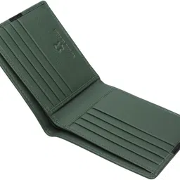 wrogn Men Green, Black Genuine Leather RFID Wallet image 3