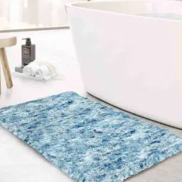 Blue Abstract Polyester 5x3 Inches AntiSkid Bath Mat by Luxe Home International-picture-27