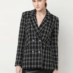 vero moda Women Checkered Double Breasted Casual Blazer image 2
