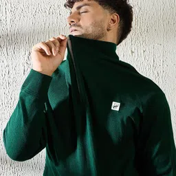 fugazee Men Self Design Turtle Neck Green Sweater image 4